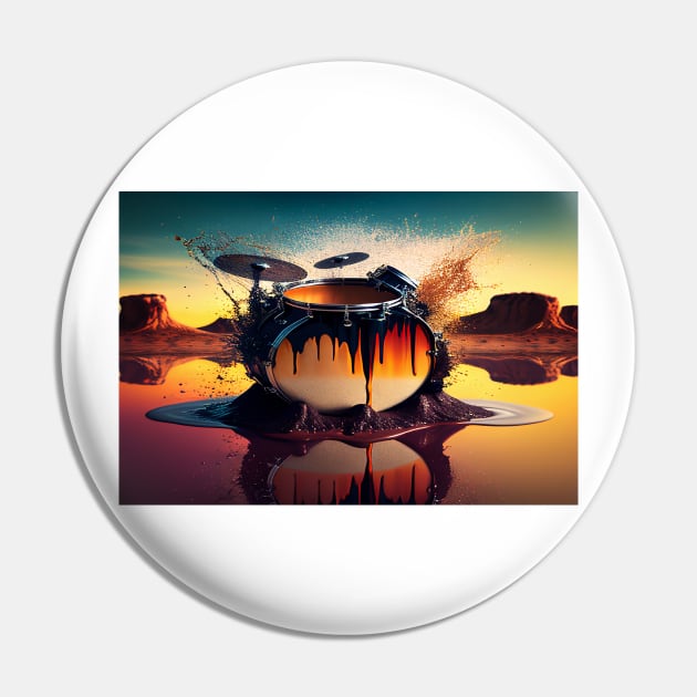 Drummer ArtWork With Water Splashing In The Desert Pin by Unwind-Art-Work