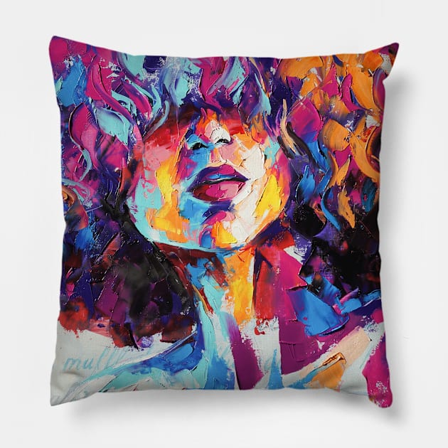 Abstract portrait picture of a beautiful girl. Pillow by MariDein