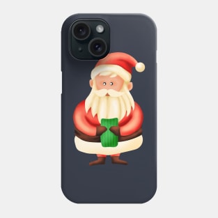 Cute cartoon santa claus mascot brings christmas gift Phone Case