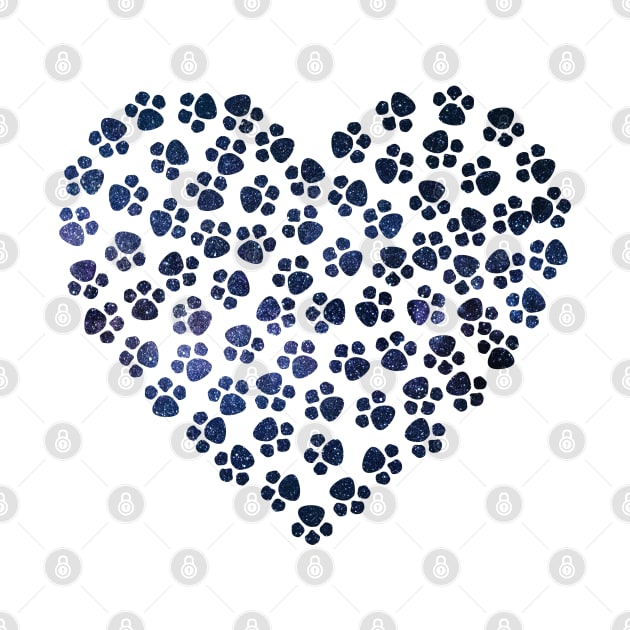 Cute Paw Print Galaxy Heart Collage - Pets by MysticMagpie