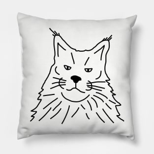 Minimal Maine Coon Cat Line Art Pillow