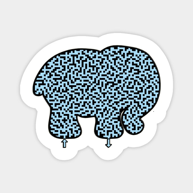 Elephant Shaped Blue Maze & Labyrinth T-Shirt Magnet by gorff