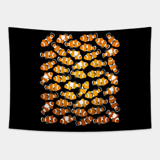 Orange White and black Tapestry