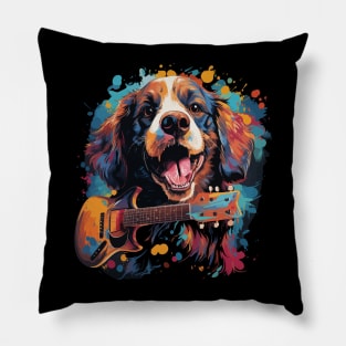 Cocker Spaniel Playing Guitar Pillow