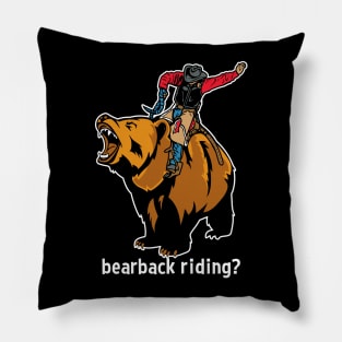 Funny Cowboy Bearback Riding Mashup Pillow