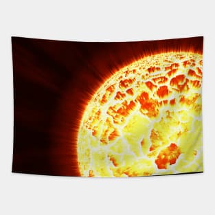 Exploding Sun Close-Up - Red Tapestry