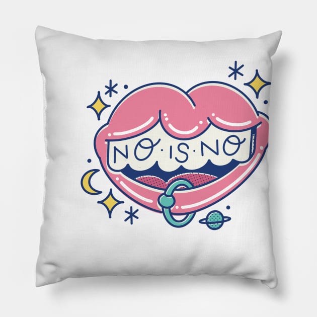 No is no mouth Pillow by Paolavk