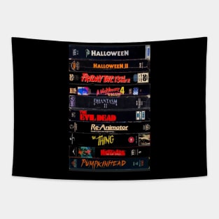 Retro Horror Movies VHS Stacks Tapestry