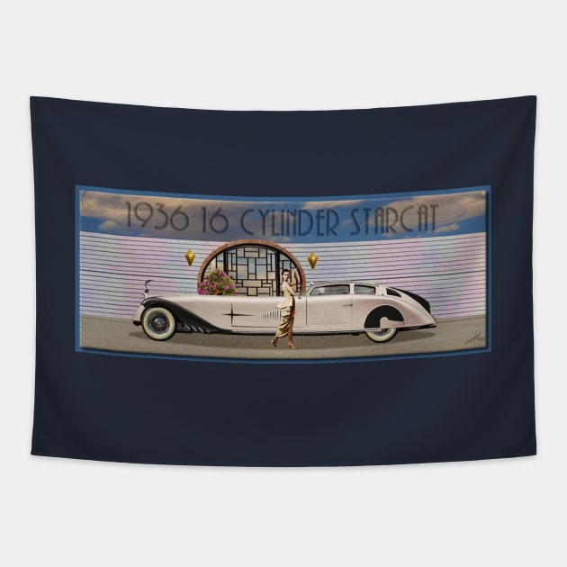 1936 16 Cylinder Starcat Tapestry by rgerhard