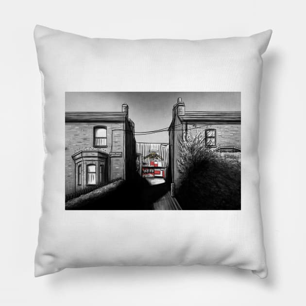 Dalymount Park Enterance - Bohemian FC League of Ireland Football Artwork Pillow by barrymasterson