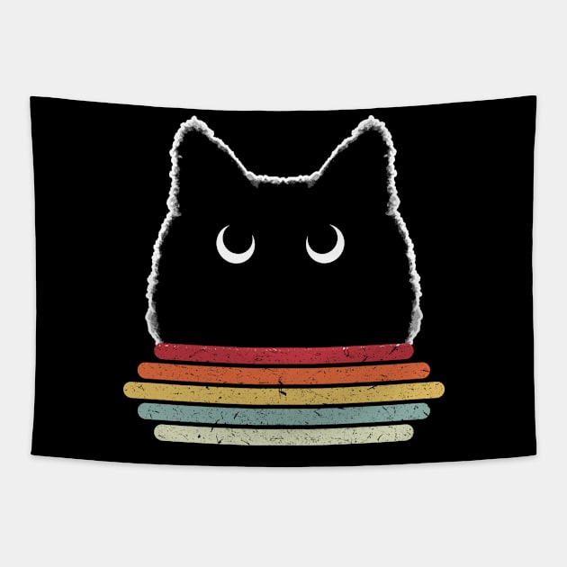 Retro Cat Shirt, Black Cat Shirt, Vintage Cat Shirt, Cat Tapestry by Danielle Shipp