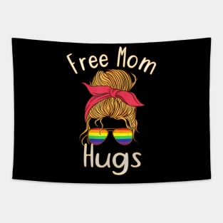 Free Mom Hugs Messy Bun LGBT Pride Tapestry