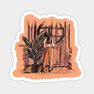 Girl near doorway Magnet