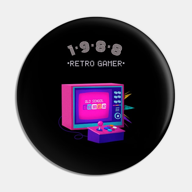 Retro Gamer 1988 - Gamer Gift Pin by Meme My Shirt Shop