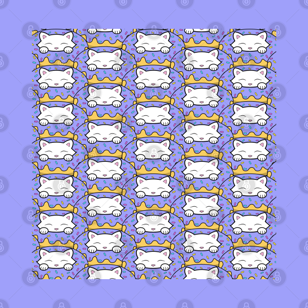 Cute cat eats donuts pattern by Purrfect