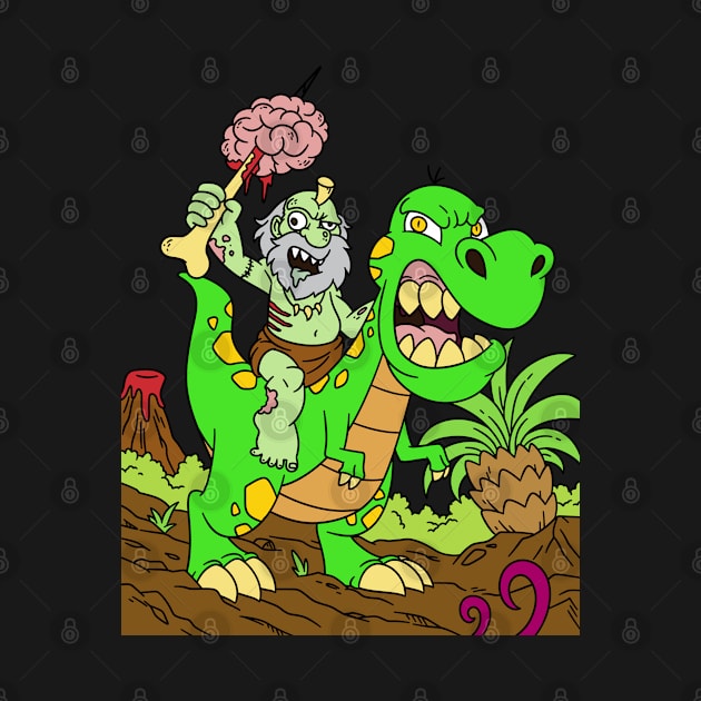 Zombie riding a dinosaur - Halloween Gift by Konnectd