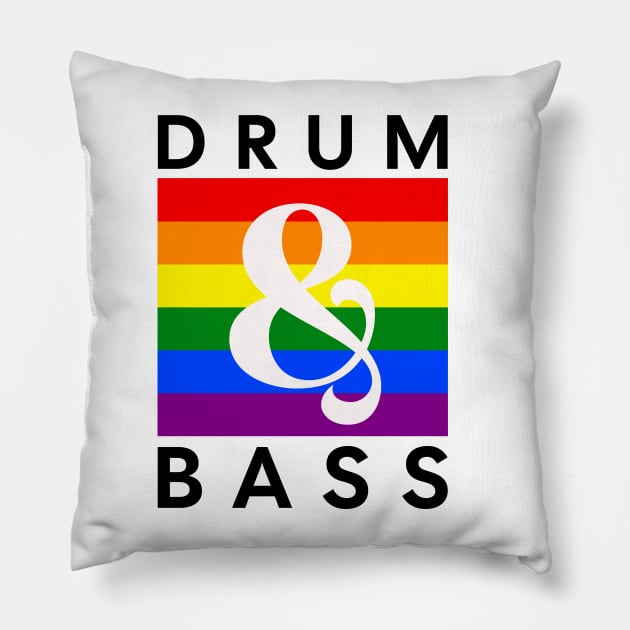 DRUM & BASS - Rainbow Flag (light print) Pillow by DISCOTHREADZ 