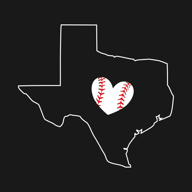 Texas Baseball Love Fan Gift T Shirt for Men, Women and Kids by JPDesigns