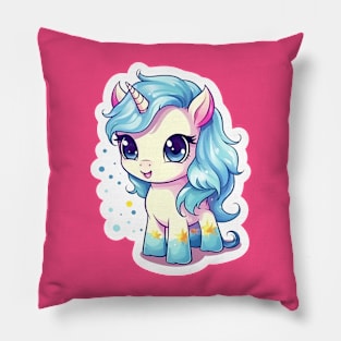 cute Kawaii Unicorn sticker Pillow