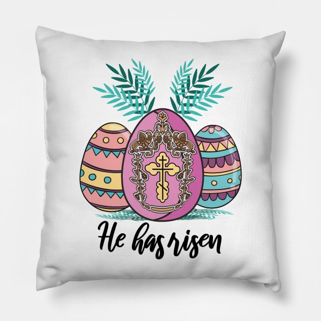 Orthodox Jesus Easter Egg Cross Greek Lent Scripture Pillow by alltheprints