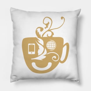 a cup of coffee latte robot art Pillow