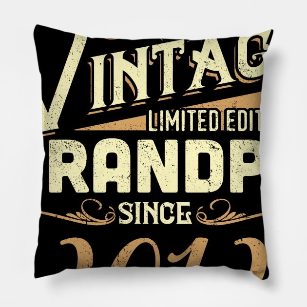 Vintage Grandpa Since 2012 Funny Man Myth Legend Daddy Pillow by johnbbmerch