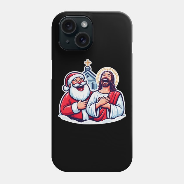 Jesus Santa Claus Church Merry Christmas Joy To The World Laugh Out Loud WWJD Phone Case by Plushism