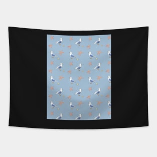 Nautical pattern with Seagull and Sea stars Tapestry