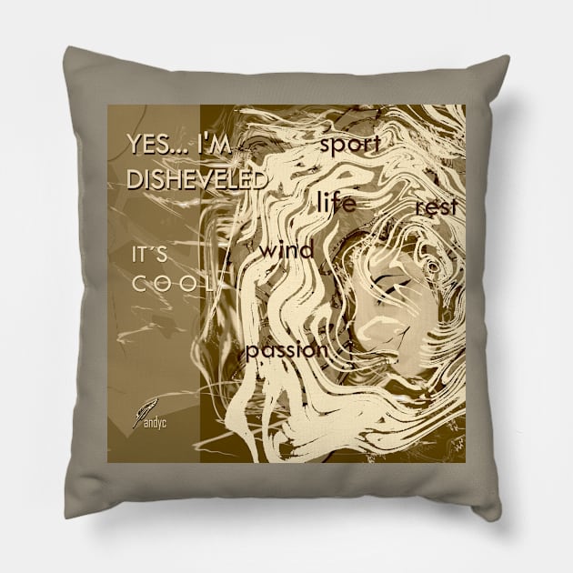 DISHEVELED SHE GOLD Pillow by ACUANDYC