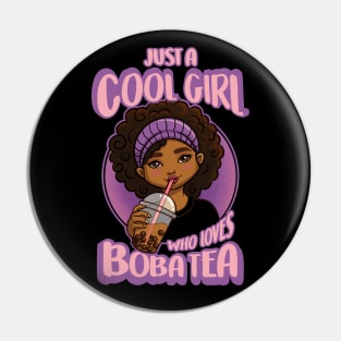 Kawaii Black Girl Anime Boba Tea Pin