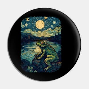 Vincent Van Gogh Starry Night  Frog Art Pin