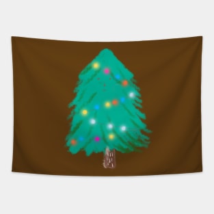 Happy Christmas Tree Illustration Tapestry