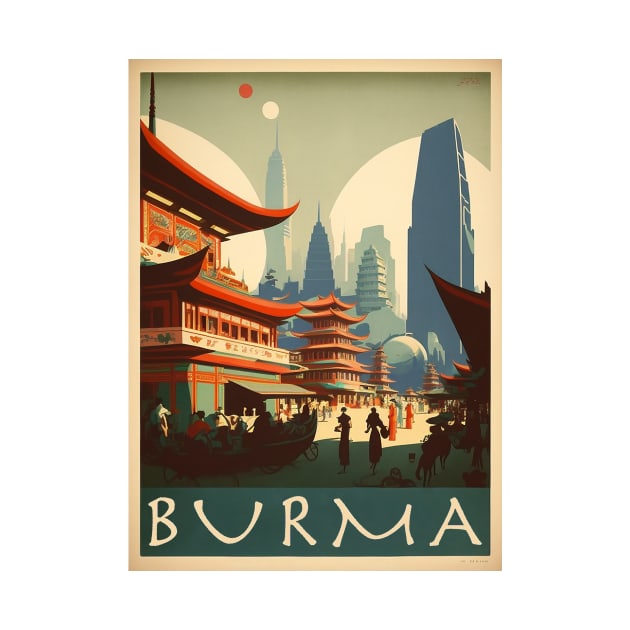 Burma Vintage Travel Art Poster by OldTravelArt