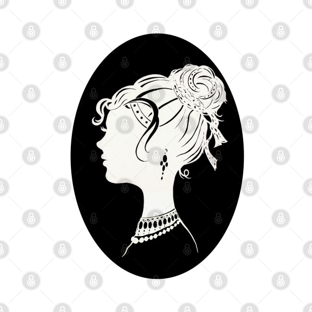 Elegant  Woman Silhouette, Vanity , Beauty black white Illustration by IrenesGoodies