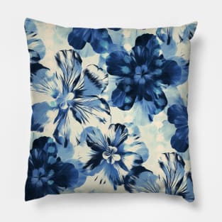 Shibori Inspired Oversized Indigo Floral Pillow