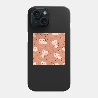 Cats on brown striped background Phone Case