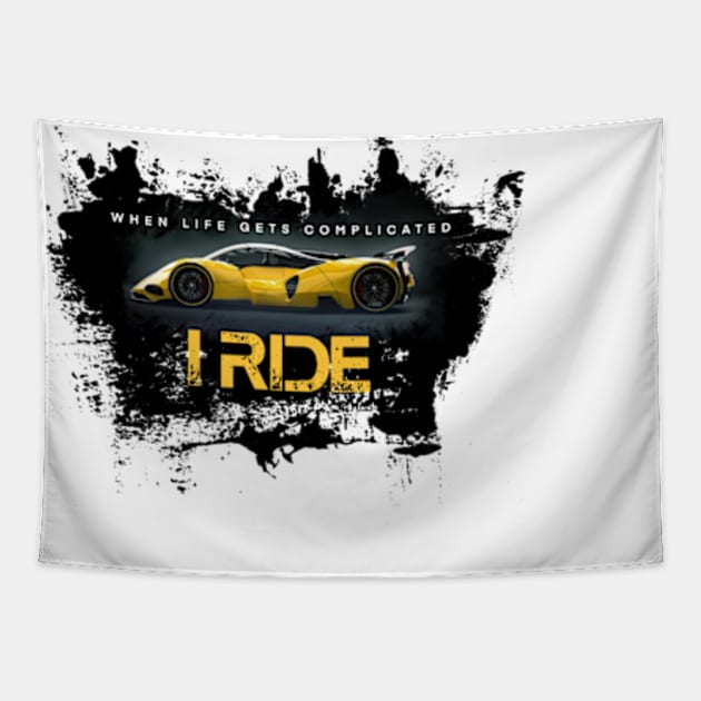 I Ride fast cars Tapestry by SAN ART STUDIO 