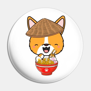 Funny Corgi Eating Ramen Pin