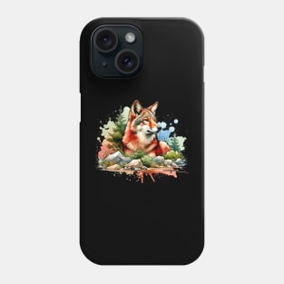 Red Wolf Digital Watercolor Phone Case