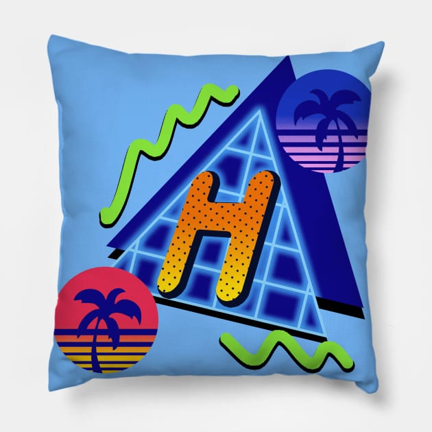 Initial Letter H - 80s Synth Pillow by VixenwithStripes