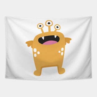 Cute three eyed monster character cartoon Tapestry