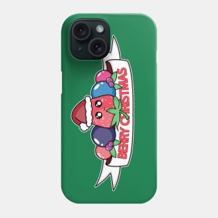 Berry Christmas (White Banner) Phone Case