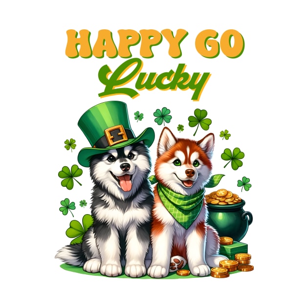 Happy Go Lucky Cute Husky St. Patricks Day by Nessanya