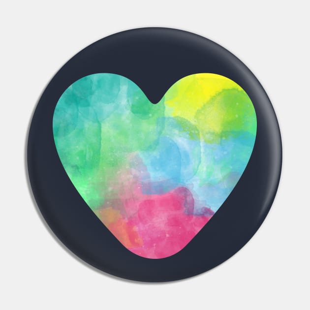 Rainbow Heart Watercolor Illustration Pin by RageRabbit