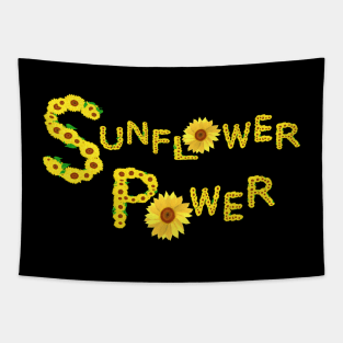 Sunflower Power (Black Background) Tapestry