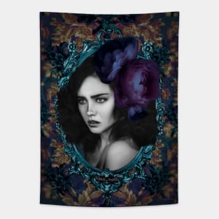 Deep Purple Flower Girl Portrait Artwork Digital Tapestry