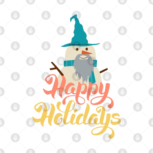 Happy Holidays - Wizard Snowman - Fantasy by Fenay-Designs