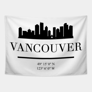 VANCOUVER CANADA BLACK SILHOUETTE SKYLINE ART Tapestry