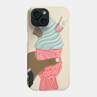 Blush and Mint Taiyaki Soft Serve Swirl Ice Cream in Jelly Gouache Phone Case