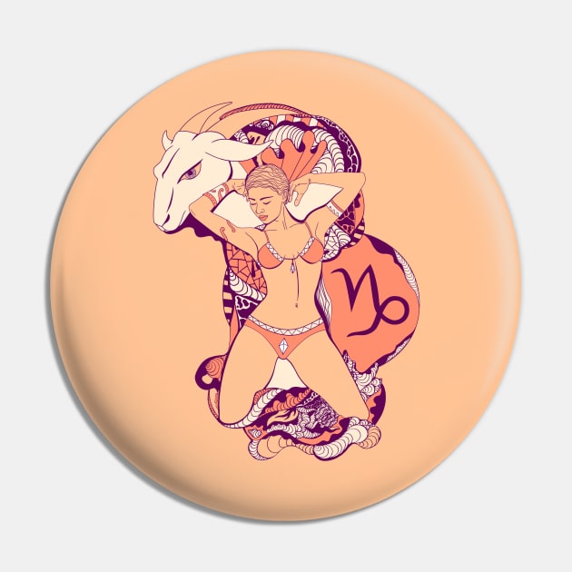 Peach Capricorn Beauty Pin by kenallouis